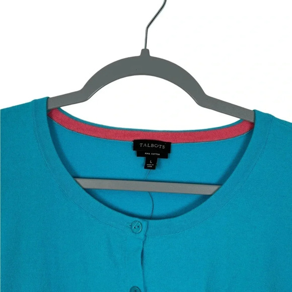 Talbots New Women’s L Pima Cotton Blend Button Up 3/4 Sleeve Stretchy Cardigan - Picture 4 of 6